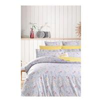 Iš ranforce medvilnės dvigulė/itin ilga patalynė geltonos spalvos/pilkos spalvos su paklode/4 dalių 200x220 cm – Mila Home