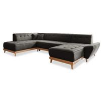 Tamsiai pilka sofa-lova U formos Miuform Dazzling Daisy, kairysis kampas