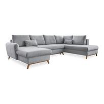 Šviesiai pilkos spalvos sofa-lova U formos Miuform Scandic Lagom, dešinysis kampas