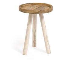 Iš tikmedžio masyvo apvalios formos šoninis stalas ø 35 cm Glenda – Kave Home
