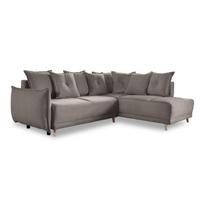 Sulankstoma kampinė sofa iš kordinio velveto šviesiai rudos spalvos (su dešiniuoju kampu) Lazy Lukka – Miuform