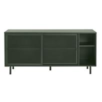 Iš metalo žema šoninė spintelė tamsiai žalios spalvos su stumdomomis durimis 160x75 cm Veep – Unique Furniture