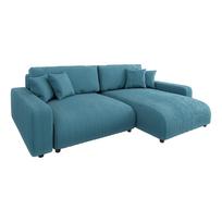 Iš kordinio velveto sulankstoma kampinė sofa turkio spalvos Sara – Ropez