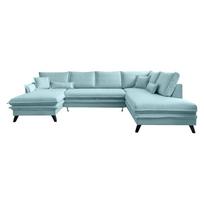 Šviesiai mėlyna U formos sofa-lova Miuform Charming Charlie, dešinysis kampas