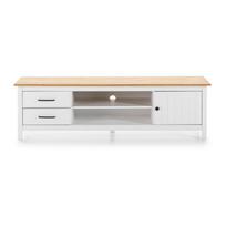Iš pušies masyvo TV spintelė baltos spalvos 158x47 cm Miranda – Marckeric