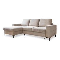 Iš kordinio velveto sulankstoma kampinė sofa smėlio spalvos (su kairiuoju kampu) Lofty Lilly – Miuform
