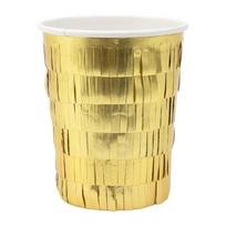 Iš popieriaus vienkartiniai puodeliai 8 vnt. Gold Fringe Party – Meri Meri