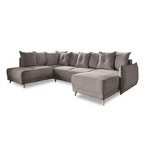 Sulankstoma kampinė sofa iš kordinio velveto šviesiai rudos spalvos (su kairiuoju kampu/„U“ formos) Lazy Lukka – Miuform