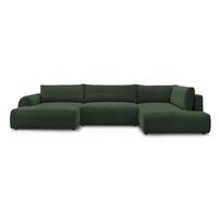 Tamsiai žalios spalvos sulankstoma/su sandėliavimo vieta kampinė sofa iš kordinio velveto (su dešiniuoju kampu/„U“ formos) Lucien – Bobochic Paris