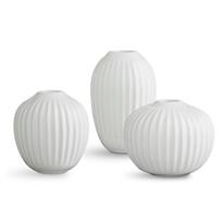 3 baltos akmens masės vazų rinkinys Kähler Design Hammershoi Miniature