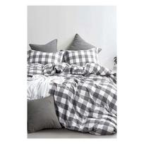 Balta ir pilka medvilninė dvigulė paklodė su paklode 200x220 cm - Mila Home