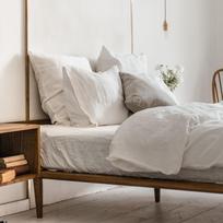 Iš lino mišinio paklodė baltos spalvos su guma 90x200 cm – Linen Tales