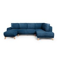 Iš kordinio velveto sulankstoma kampinė sofa mėlynos spalvos (su dešiniuoju kampu/„U“ formos) Tori – Bonami Selection