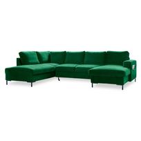 Žalia aksominė U formos sofa-lova Miuform Lofty Lilly, kairysis kampas