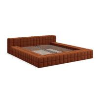 Terakotos spalvos dvigulė lova audiniu dengta su lovos grotelėmis 140x200 cm Akela – Makamii