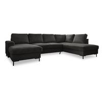Iš kordinio velveto sulankstoma kampinė sofa tamsiai pilkos spalvos (su dešiniuoju kampu) Lofty Lilly – Miuform