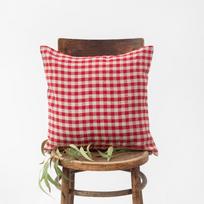 Iš lino dekoratyvinis pagalvės užvalkalas 50x50 cm Red Gingham – Linen Tales