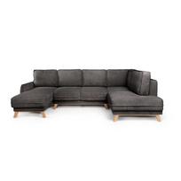 Iš kordinio velveto sulankstoma kampinė sofa pilkos spalvos (su dešiniuoju kampu/„U“ formos) Tori – Bonami Selection