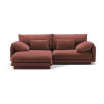 Iš velveto kampinė sofa rožinės spalvos (su kairiuoju kampu/su gultu) Torino – Micadoni