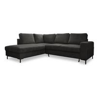 Iš kordinio velveto sulankstoma kampinė sofa tamsiai pilkos spalvos (su kairiuoju kampu) Lofty Lilly – Miuform