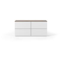 Balta komoda su stalčiais ir riešutmedžio stalviršiu, 120 x 54 cm Join - TemaHome