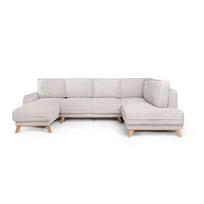 Iš kordinio velveto sulankstoma kampinė sofa smėlio spalvos (su dešiniuoju kampu/„U“ formos) Tori – Bonami Selection