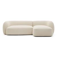 Kreminės spalvos iš šenilinio audinio kampinė sofa (su dešiniuoju kampu/su gultu) Martina – Kave Home