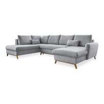 Šviesiai pilkos spalvos sofa-lova U formos Miuform Scandic Lagom, kairysis kampas
