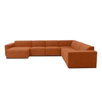 Oranžinės spalvos aksominė modulinė U formos sofa Scandic Sting, kairysis kampas