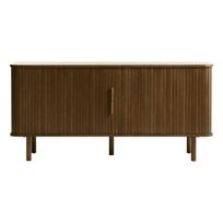 Žema šoninė spintelė rudos spalvos iš ąžuolo su stumdomomis durimis 76x160 cm Cavo – Unique Furniture