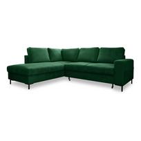 Iš kordinio velveto sulankstoma kampinė sofa tamsiai žalios spalvos (su kairiuoju kampu) Lofty Lilly – Miuform