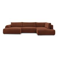 Raudonos plytų spalvos sulankstoma/su sandėliavimo vieta kampinė sofa iš kordinio velveto (su dešiniuoju kampu/„U“ formos) Lucien – Bobochic Paris