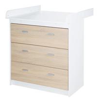 Aukšta su vystymo stalu vaikiška šoninė spintelė baltos spalvos/natūralios spalvos iš ąžuolo 89x98 cm Gabriella – Roba