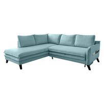 Šviesios mėlynos spalvos sofa-lova Miuform Charming Charlie L, kairysis kampas