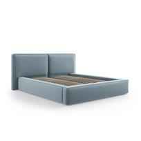 Iš aksomo dvigulė lova šviesiai mėlynos spalvos audiniu dengta su sandėliavimo vieta su lovos grotelėmis 200x200 cm Arendal – Cosmopolitan Design