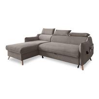 Sulankstoma kampinė sofa iš velveto šviesiai rudos spalvos (su kairiuoju kampu) Sweet Harmony – Miuform