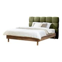 Dvigulė lova žalios spalvos audiniu dengta su lovos grotelėmis 180x200 cm Kumo – Bobochic Paris