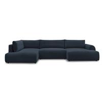 Tamsiai mėlynos spalvos sulankstoma/su sandėliavimo vieta kampinė sofa iš kordinio velveto (su kairiuoju kampu/„U“ formos) Lucien – Bobochic Paris