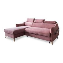 Sulankstoma kampinė sofa iš velveto šviesiai rožinės spalvos (su kairiuoju kampu) Sweet Harmony – Miuform