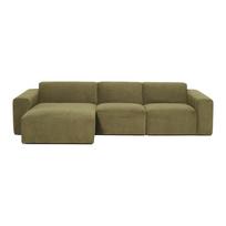 Žalios spalvos aksominė kampinė modulinė sofa Scandic Sting, kairysis kampas