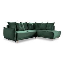 Sulankstoma kampinė sofa iš kordinio velveto žalios spalvos (su dešiniuoju kampu) Lazy Lukka – Miuform