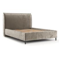 Dvigulė lova smėlio spalvos audiniu dengta su sandėliavimo vieta su lovos grotelėmis 180x200 cm Shell – Maison de Rêve