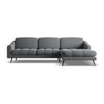 Pilkos spalvos iš velveto kampinė sofa (su dešiniuoju kampu) Nalu – Makamii