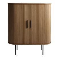 Vyno spintelė rudos spalvos iš ąžuolo su stumdomomis durimis 100x118x40 cm Nola – Unique Furniture
