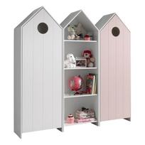 Atvira vaikiška spinta baltos spalvos/šviesiai rožinės spalvos 173x171,5 cm CASAMI – Vipack