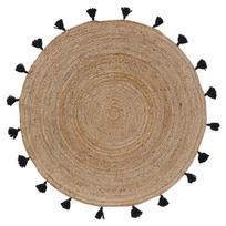 Apvalios formos kilimas juodos spalvos/natūralios spalvos ø 120 cm Shira – douceur d'intérieur