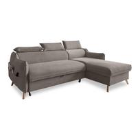 Sulankstoma kampinė sofa iš velveto šviesiai rudos spalvos (su dešiniuoju kampu) Sweet Harmony – Miuform
