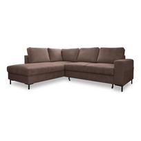 Iš kordinio velveto sulankstoma kampinė sofa rudos spalvos (su kairiuoju kampu) Lofty Lilly – Miuform