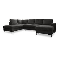 Iš kordinio velveto sulankstoma kampinė sofa tamsiai pilkos spalvos (su kairiuoju kampu) Lofty Lilly – Miuform