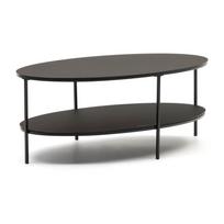 Kavos staliukas juodos spalvos su stikliniu stalviršiu 65x110 cm Fideia – Kave Home